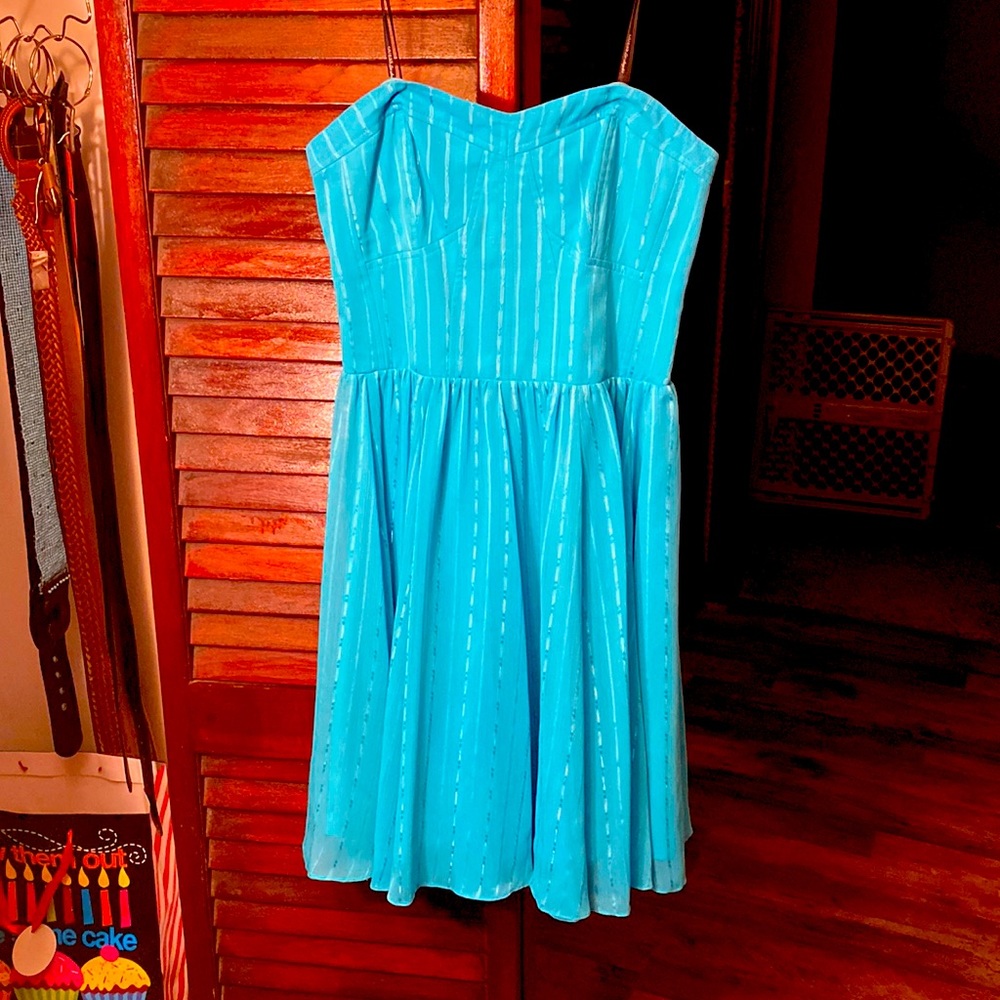 Sleeveless corseted fit and flare cocktail dress